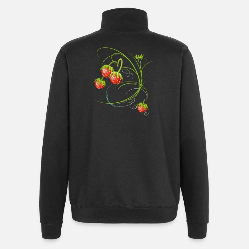 Erdbeeren, Obst - Quarter-Zip-Sweatshirt - Schwarz