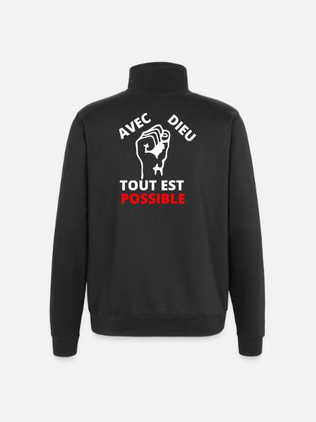 Poing revendicatif inspirant message de solidarité - Sweat à zip 1/4 - noir