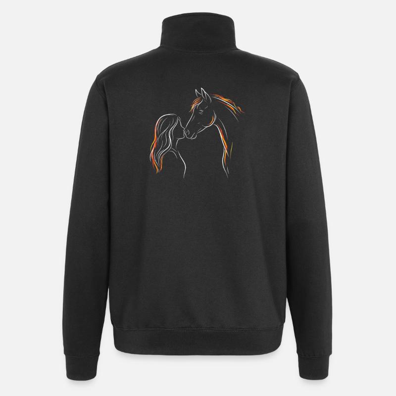 Pferdemädchen-Silhouette - Quarter-Zip-Sweatshirt - Schwarz