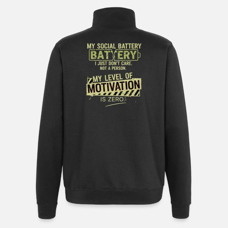 Batterie Sociale Motivation Zéro - Sweat à zip 1/4 - noir