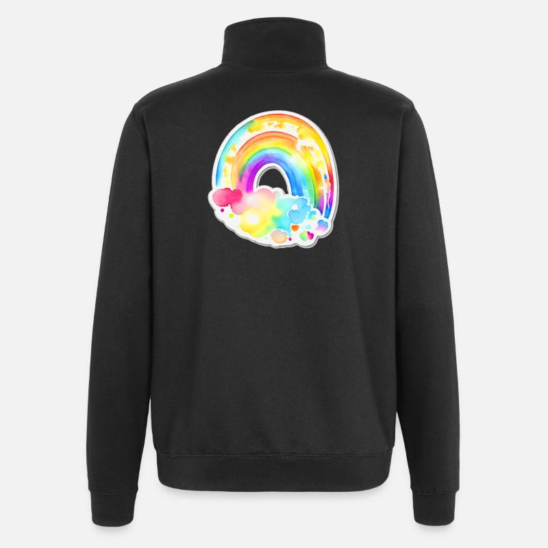 Arc-en-ciel - Sweat à zip 1/4 - noir