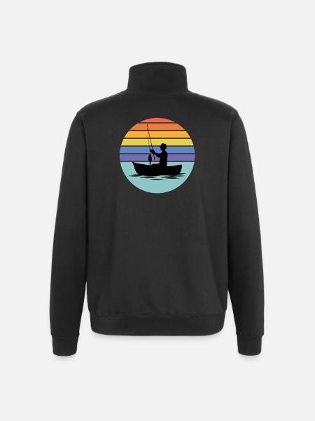 fishing, fisherman, fishing rod - Quarter-Zip Sweatshirt - black