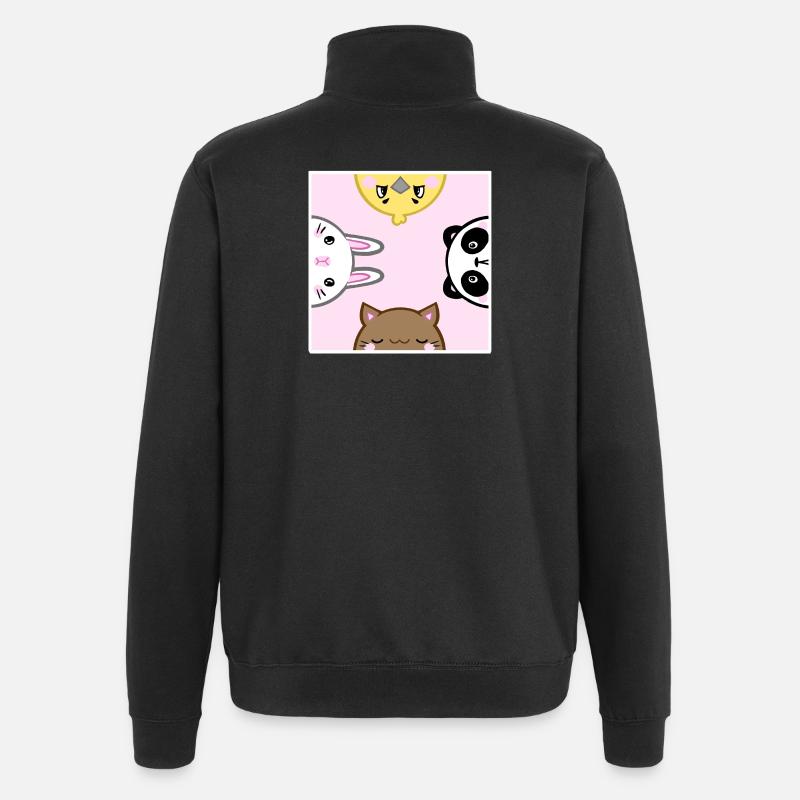 Animaux mignons - Sweat à zip 1/4 - noir