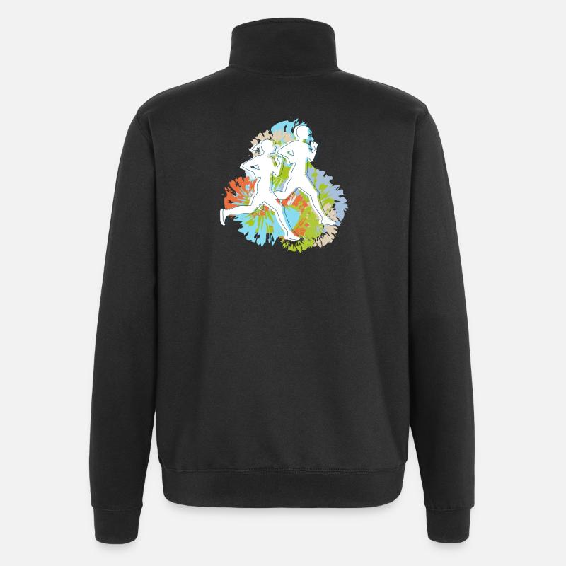Valentine's Day couple running - Quarter-Zip Sweatshirt - black