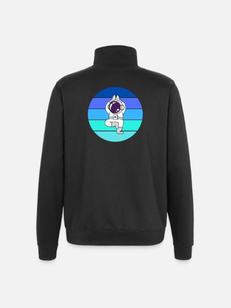 astronaut, flying rocket space - Quarter-Zip Sweatshirt - black