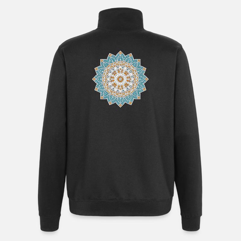 Persisches Mandala – Blau & Gold - Quarter-Zip-Sweatshirt - Schwarz