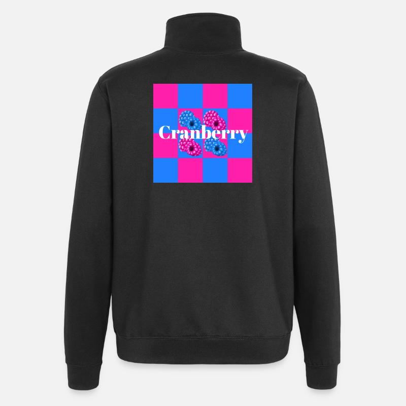 Lebendige Beerenmuster auf Farbblock-Hintergrund - Quarter-Zip-Sweatshirt - Schwarz