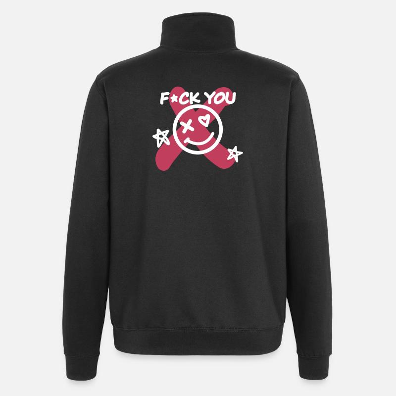 Fick dich! - Quarter-Zip-Sweatshirt - Schwarz