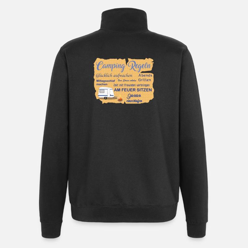 Campingregeln - Quarter-Zip-Sweatshirt - Schwarz
