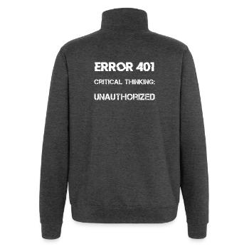 théorie du complot - Sweat à zip 1/4 - charbon - Dos - AI Model Male 178 dark (178cm)