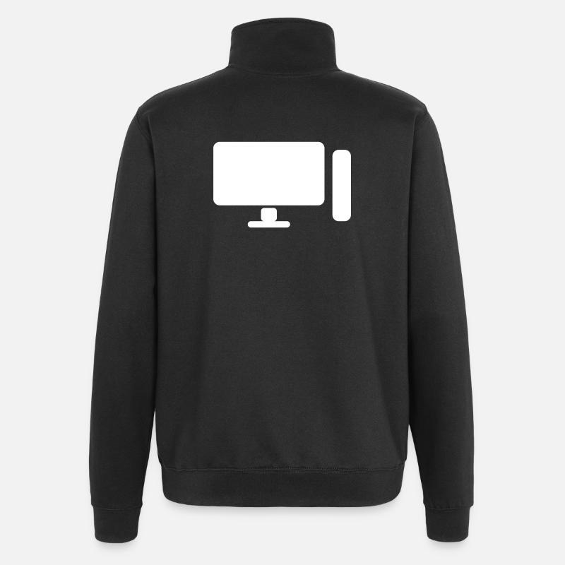 Minimal PC Setup Icon – Gamer Design - Quarter-Zip-Sweatshirt - Schwarz