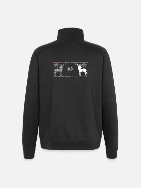 Christmas, Reindeer - Quarter-Zip Sweatshirt - black