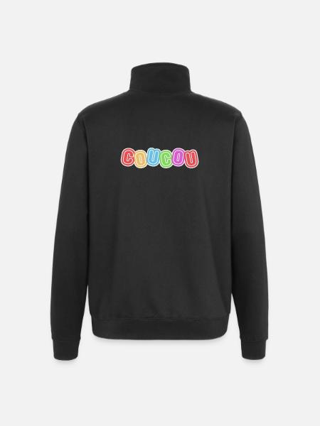 hello, hello, politeness - Quarter-Zip Sweatshirt - black