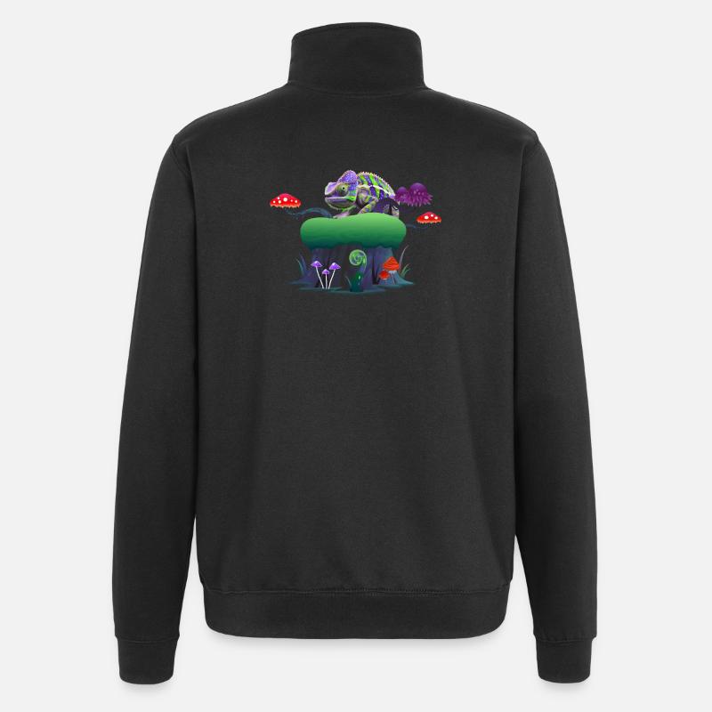 Neon Chameleon auf Mushroom Rock - Quarter-Zip-Sweatshirt - Schwarz