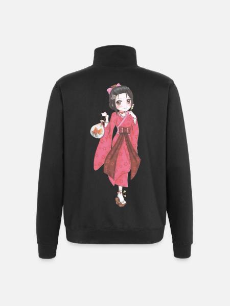 Mangas - Sweat à zip 1/4 - noir