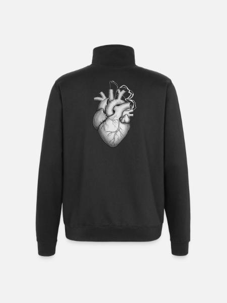 Heart with Butterfly Aesthetic - Quarter-Zip Sweatshirt - black