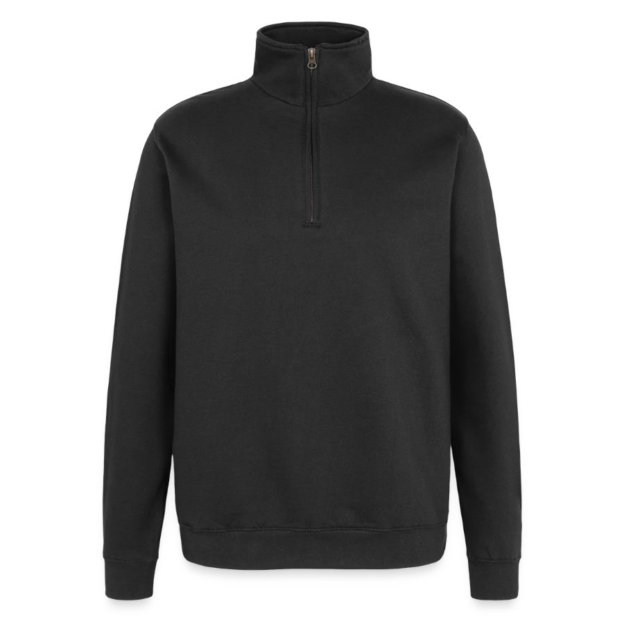 Zermatt badge on a quarter-zip sweatshirt, black