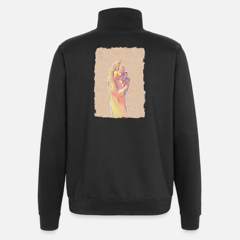 Pastellregenbogenhand - Quarter-Zip-Sweatshirt - Schwarz