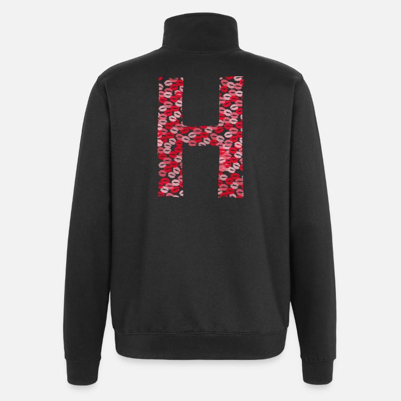 Lettre H - tshirt bisous - Sweat à zip 1/4 - noir
