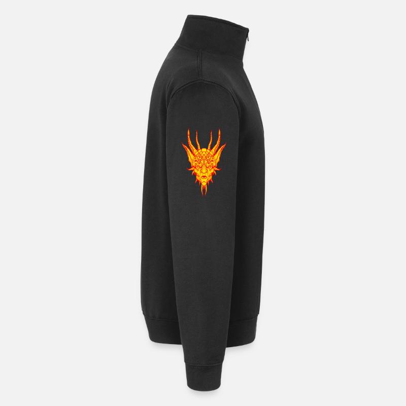 Feuer-Dämon - Quarter-Zip-Sweatshirt - Schwarz