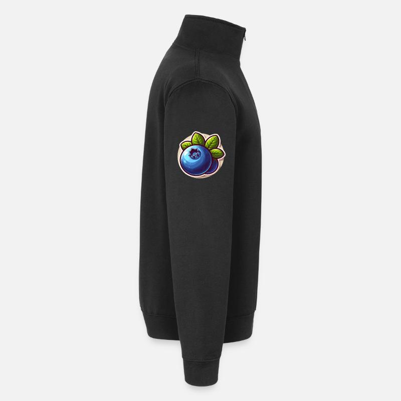 Bleuets Lumineux et Feuilles Vertes - Sweat à zip 1/4 - noir