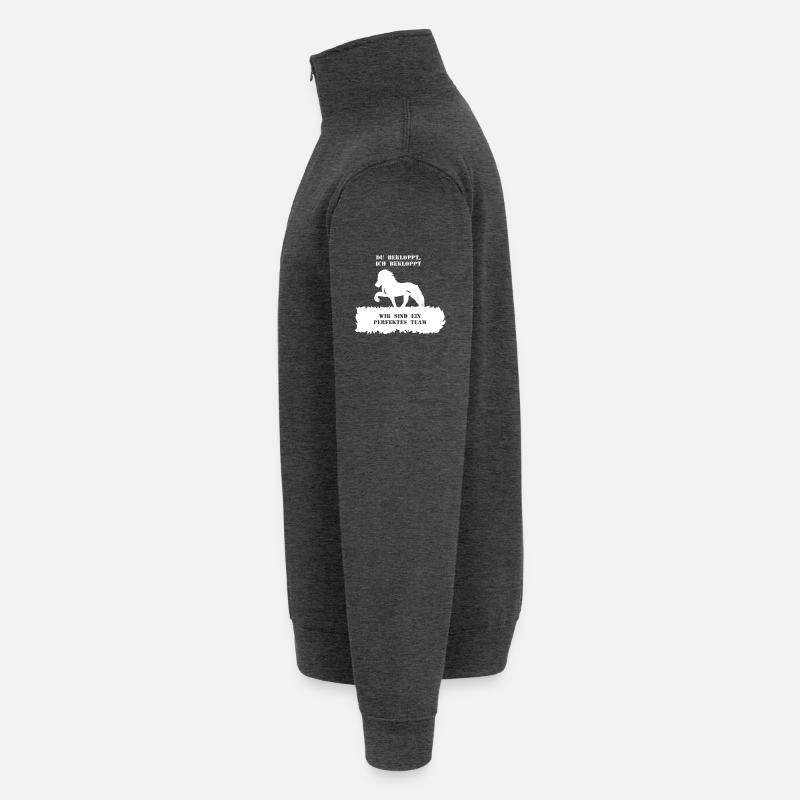 Spruch 11 mit Pferd 1 weiß Quarter-Zip-Sweatshirt