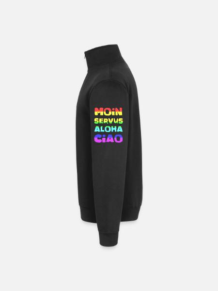Rainbow lettering Aloha Ciao - Quarter-Zip Sweatshirt - black