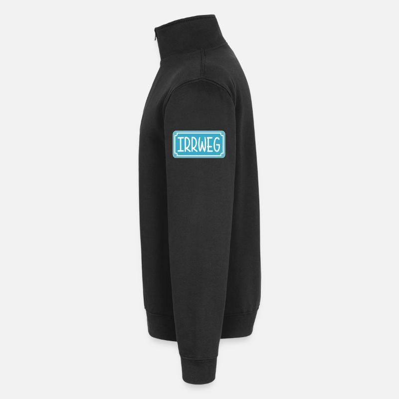 Irrweg Schild - Quarter-Zip-Sweatshirt - Schwarz