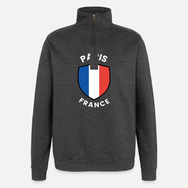 Pariser Flagge-Schild-Emblem - Quarter-Zip-Sweatshirt - Anthrazit