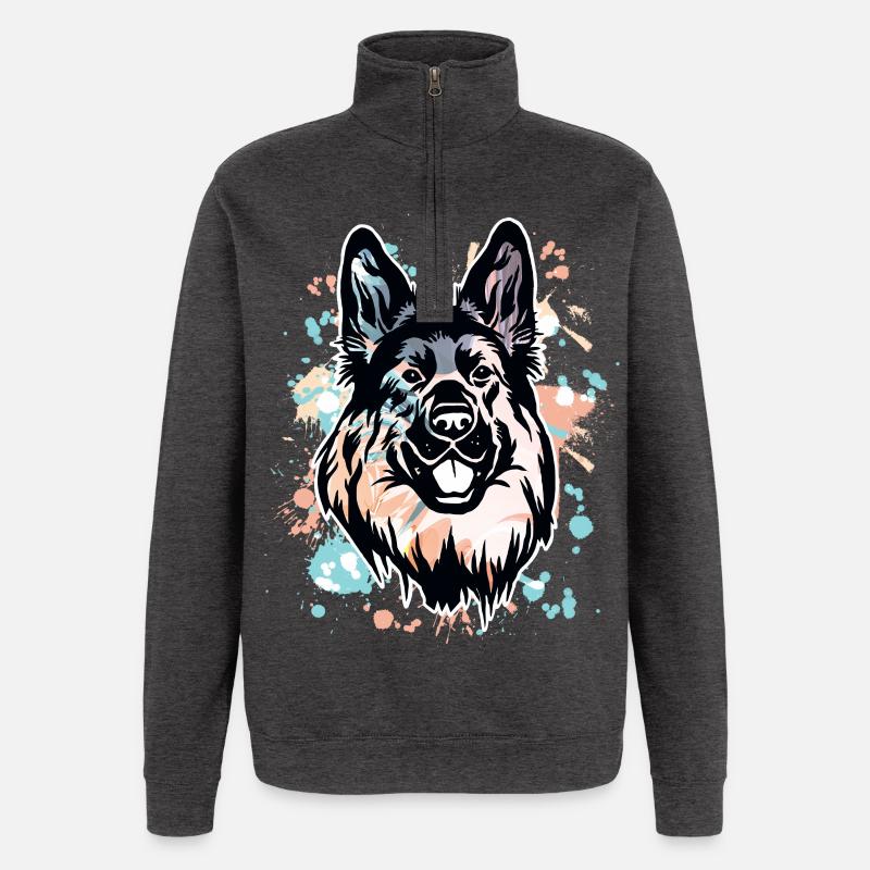 Deutscher Schäferhund - Quarter-Zip-Sweatshirt - Anthrazit