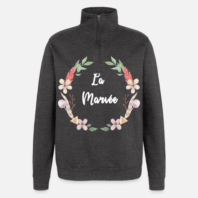 Collection Mariage Bohème - La Mariée - Sweat à zip 1/4 - charbon