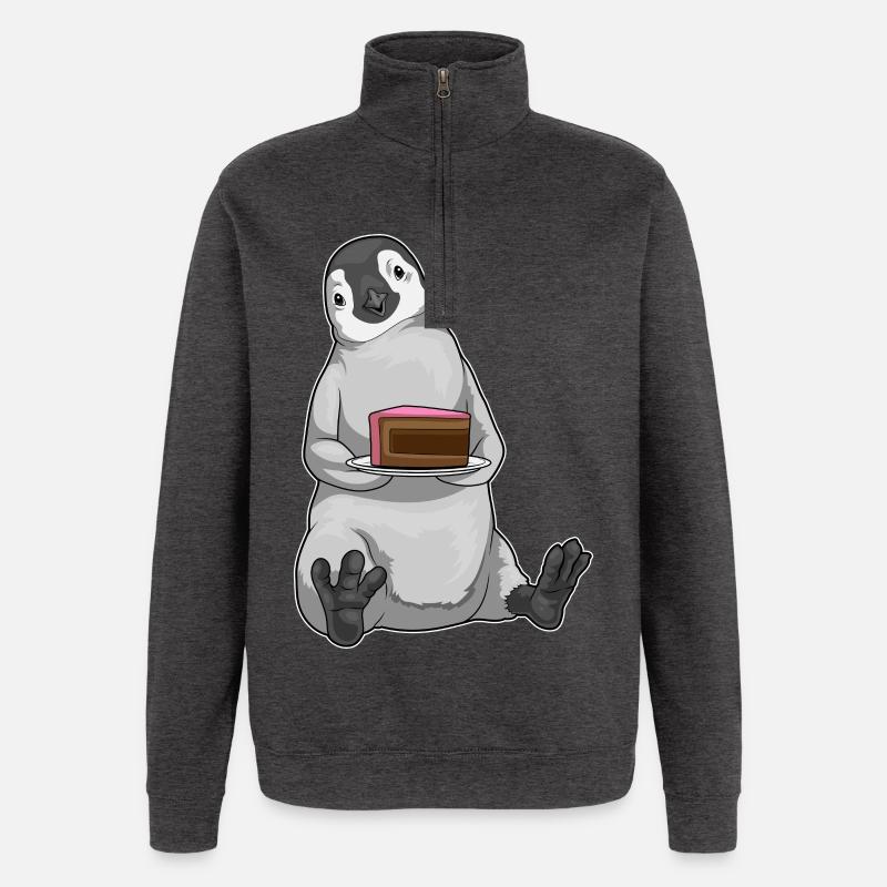 Gâteau pingouin - Sweat à zip 1/4 - charbon