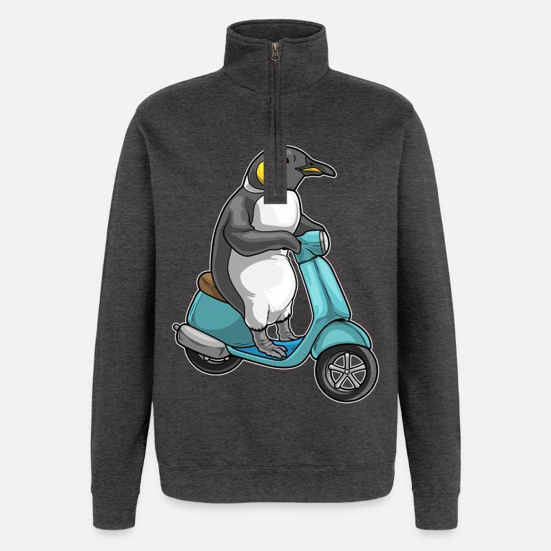 Scooter pingouin - Sweat à zip 1/4 - charbon