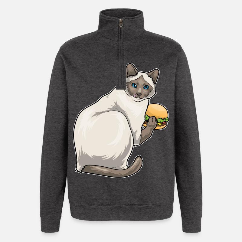 Siamkatze Cheeseburger - Quarter-Zip-Sweatshirt - Anthrazit