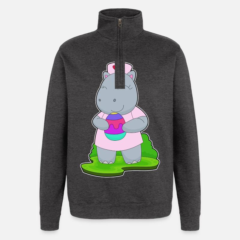 Hippopotame Infirmière de Pâques - Sweat à zip 1/4 - charbon