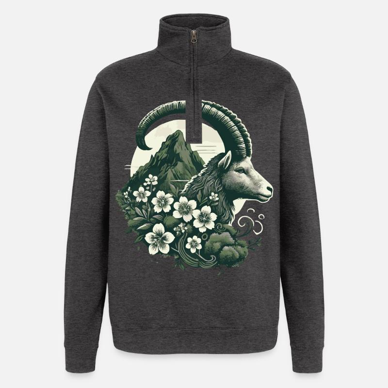 Steinbock Sternzeichen - Bergziege Astrologie - Quarter-Zip-Sweatshirt - Anthrazit