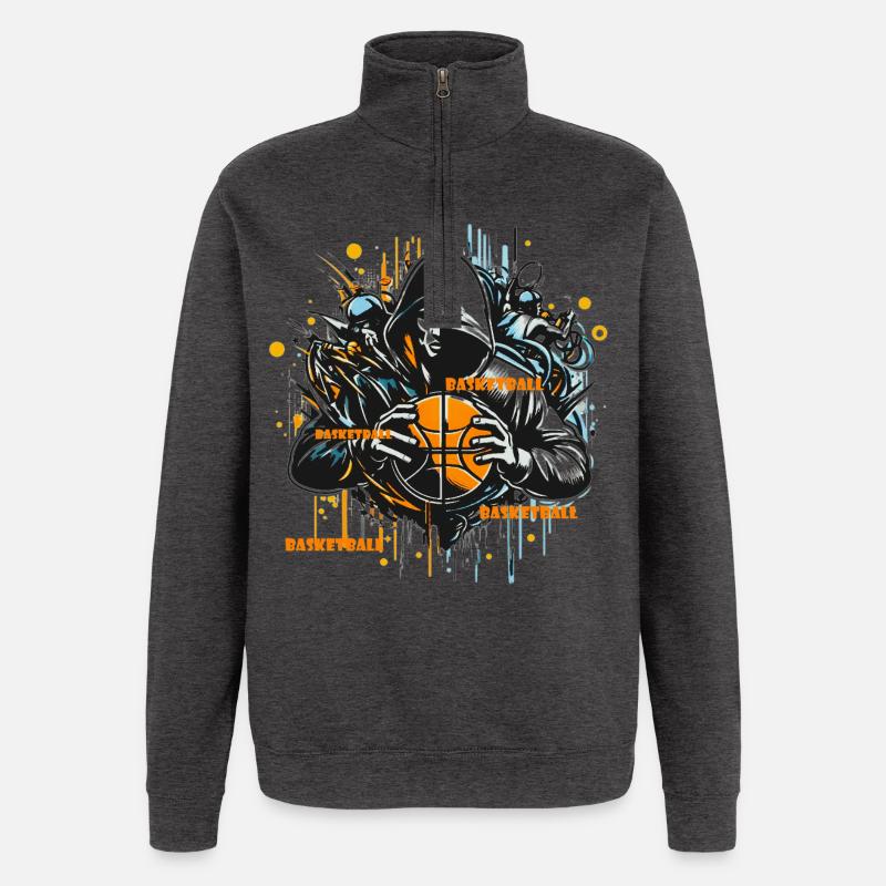 Basket-ball - Sweat à zip 1/4 - charbon