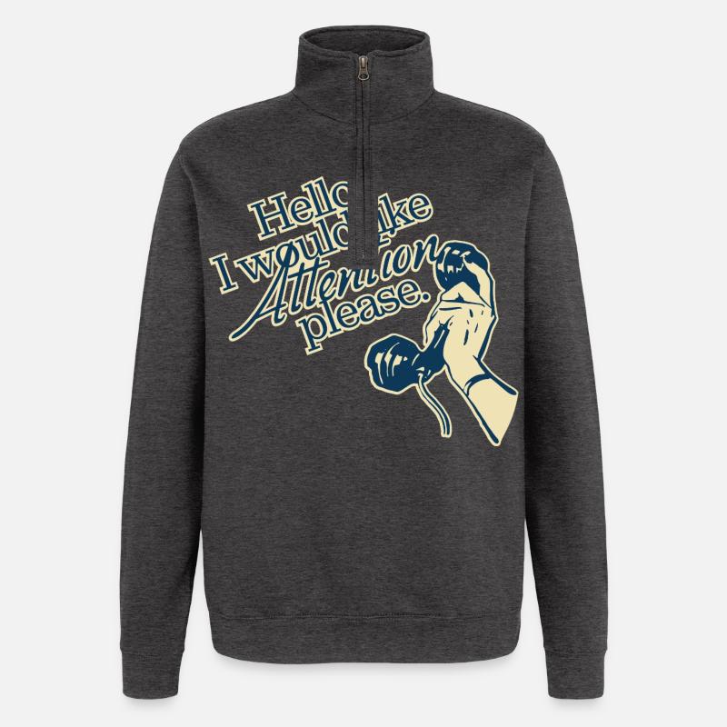 Hello, I Need Attention – Retro Statement - Quarter-Zip-Sweatshirt - Anthrazit