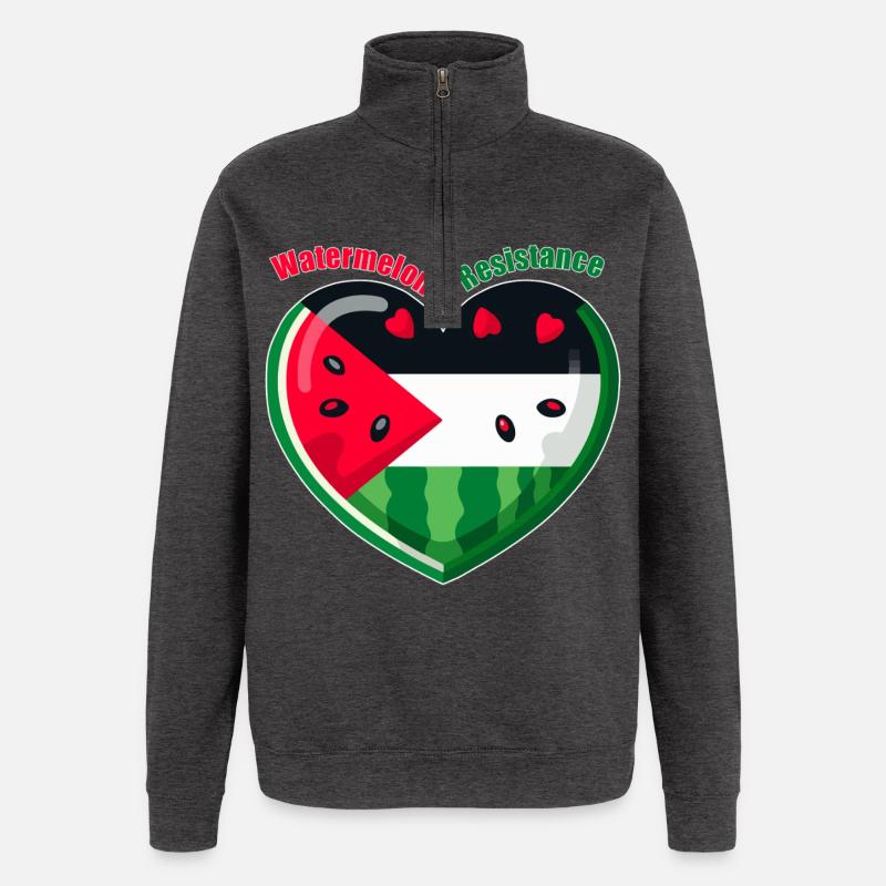 Résistance à la pastèque - Sweat à zip 1/4 - charbon