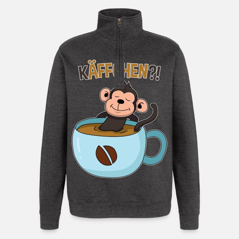 Kaffeepause mit Affe - Quarter-Zip-Sweatshirt - Anthrazit