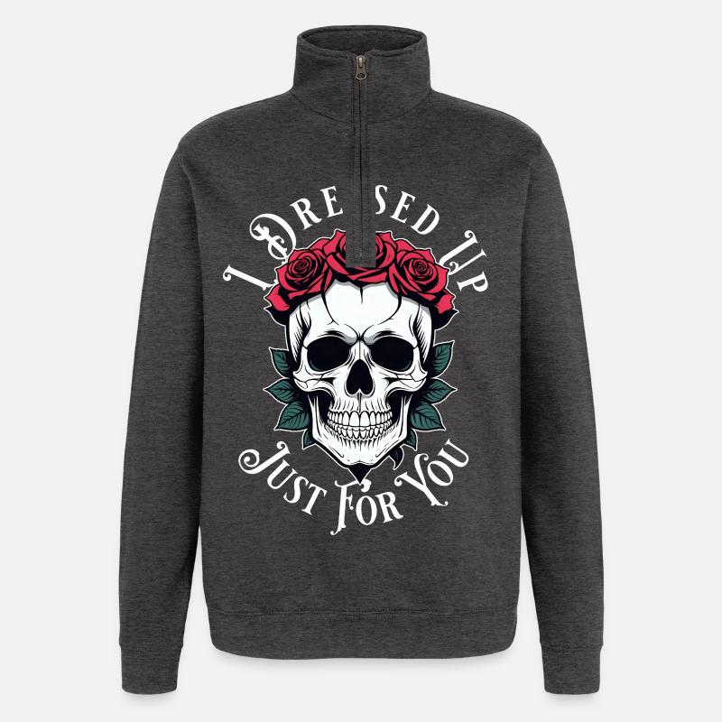 romantisch düster Totenkopf - Quarter-Zip-Sweatshirt - Anthrazit