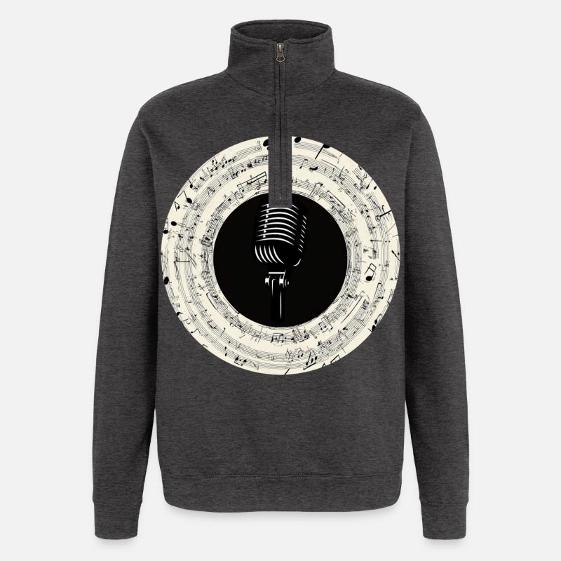 Microphone Musical Notes Art - Sweat à zip 1/4 - charbon