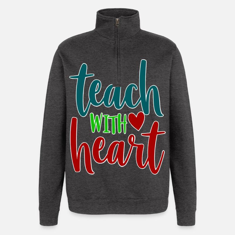 Enseigner avec le cœur Enseignant Dire - Sweat à zip 1/4 - charbon