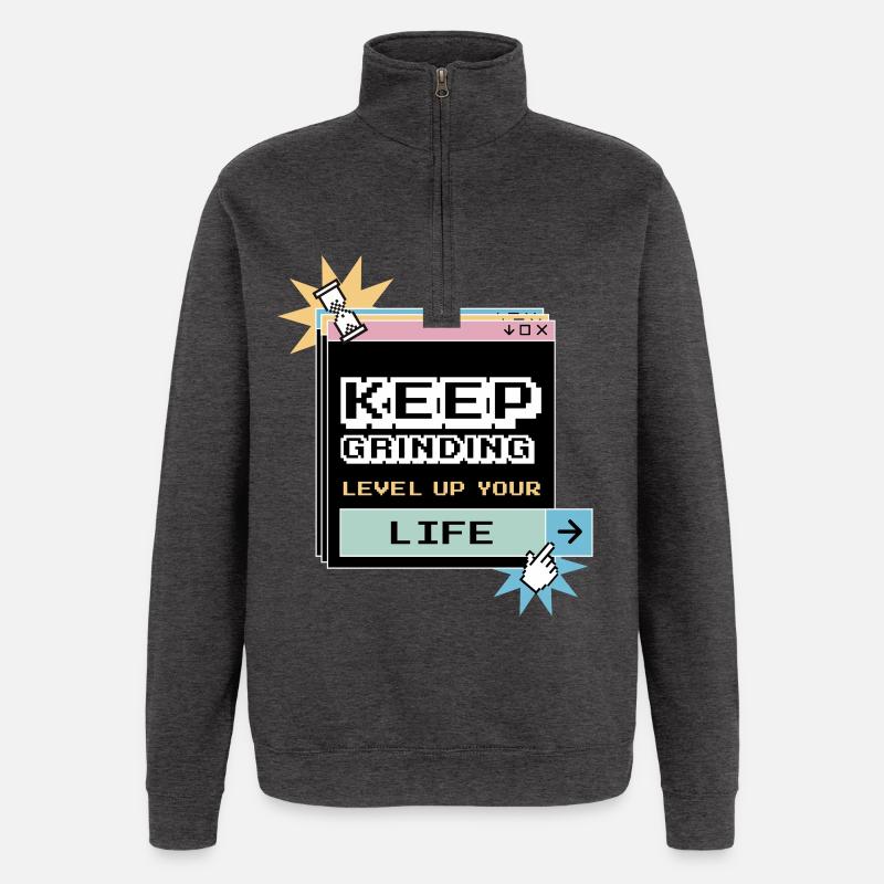 Keep Grinding Daily Motivation Perseverance - Quarter-Zip Sweatshirt - charcoal grey