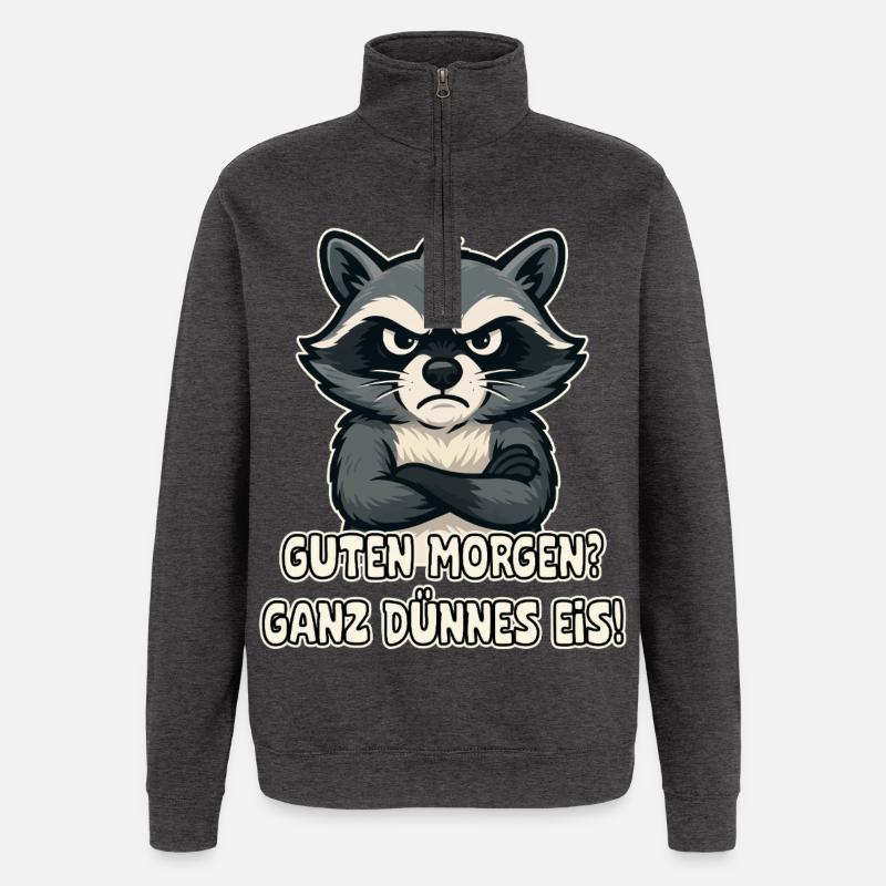 Witziger Waschbär Spruchdruck - Quarter-Zip-Sweatshirt - Anthrazit