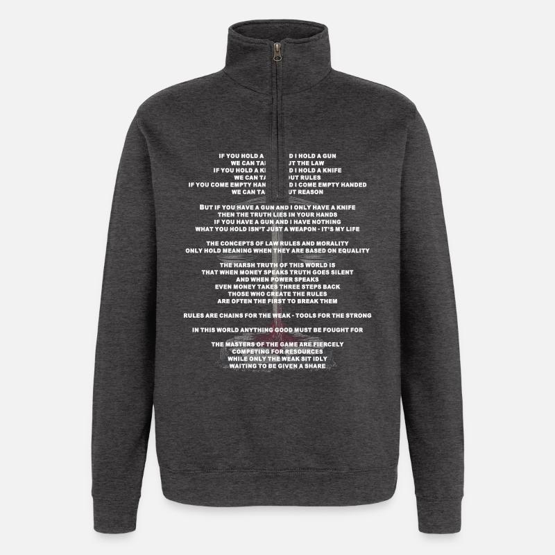 Philosophical reflection on justice and power - Quarter-Zip Sweatshirt - charcoal grey