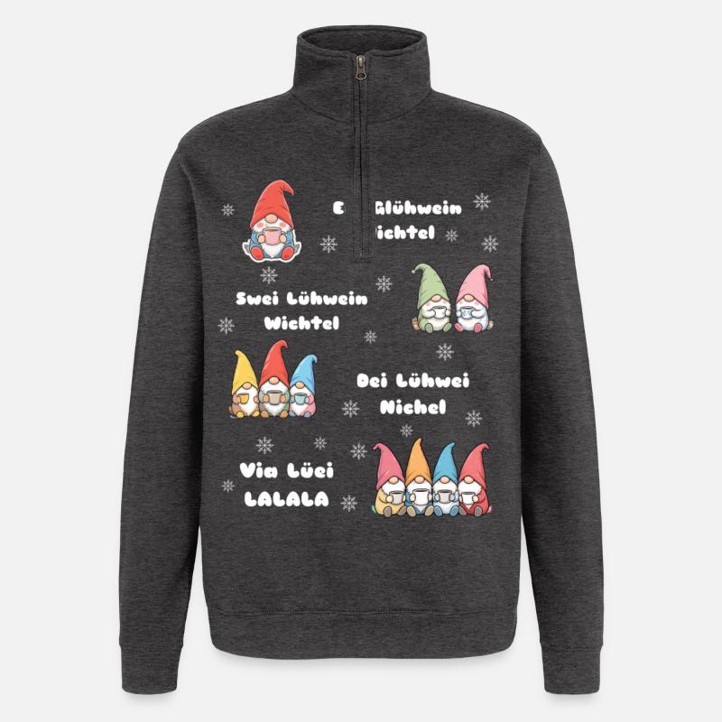 Gnome de Noël Vin chaud - Sweat à zip 1/4 - charbon