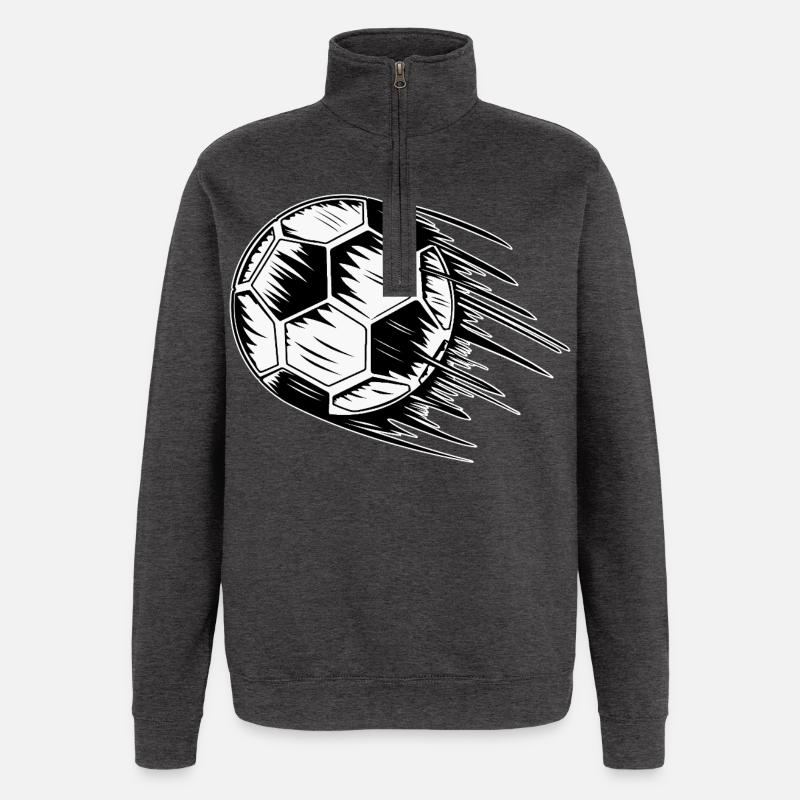 Fußball in Flug - Quarter-Zip-Sweatshirt - Anthrazit