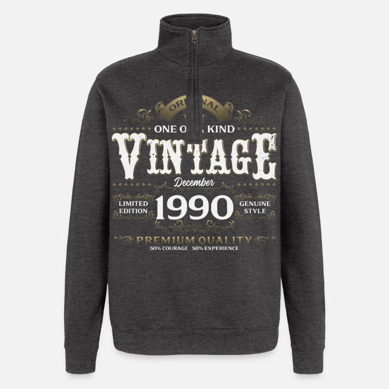 35e anniversaire Millésime Décembre 1990 - Sweat à zip 1/4 - charbon