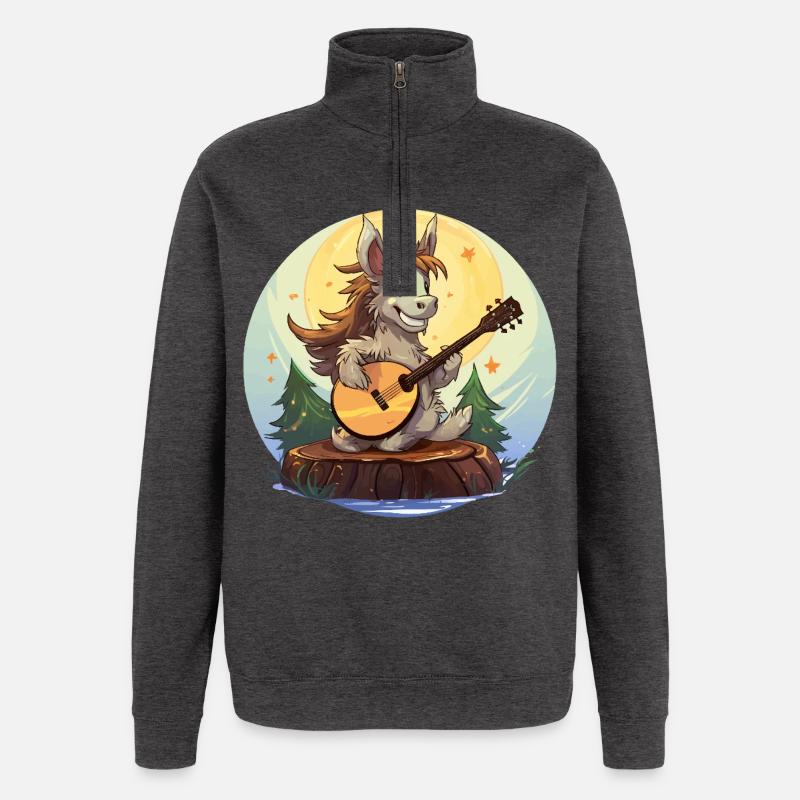 Guitariste de Moonlight Donkey - Sweat à zip 1/4 - charbon